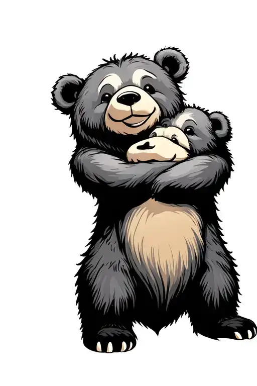 Big Bear And Little Bear Hugging Each Other