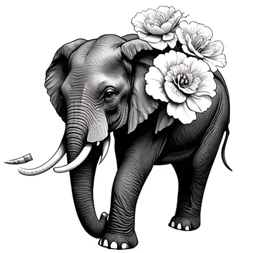 Half Elephant F With Peppermint Carnation Flower Bouquet