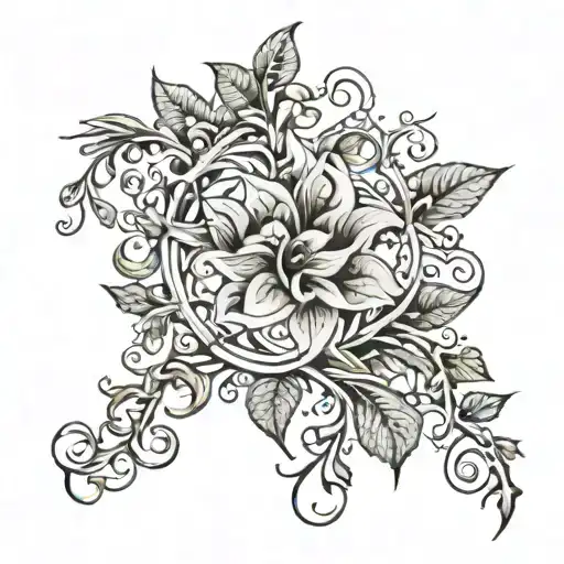 Fine Line Vine Hand Tattoo Design Featuring