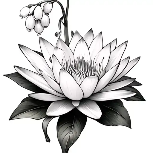 Water Lily Flower And Lilly Of The Valley