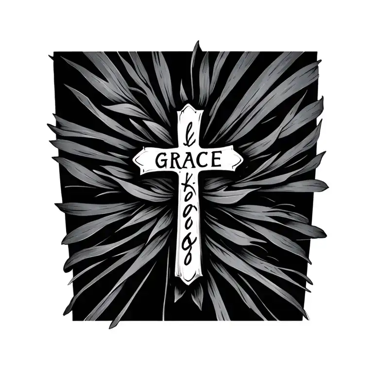 Simple Cross With Grace Written Along