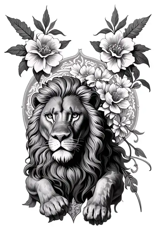 Lion Over St Florian With Flowers