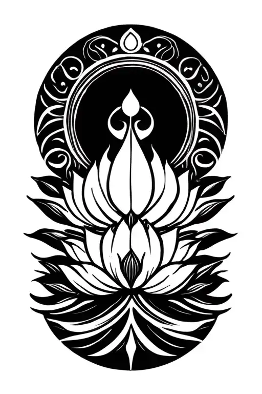 Unalome Symbol With Lotus