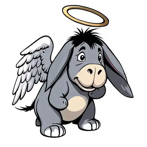 Eeyore From Winne The Pooh With Angel Wings And Halo