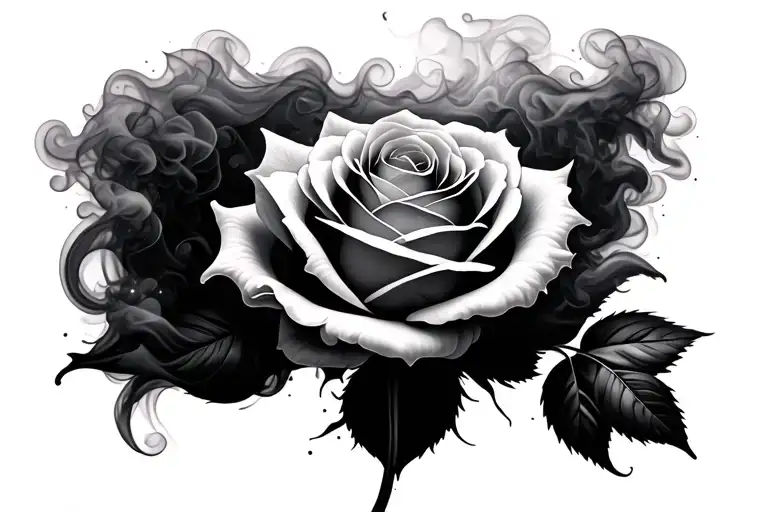 A Rose Surrounded By Smoke Swirling