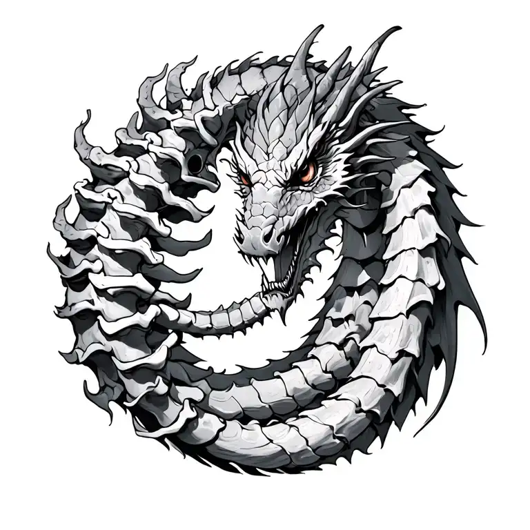 Human Spine With A Dragon Wrapped Around It
