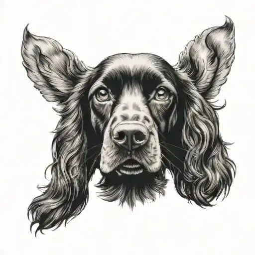 Black Chest Tattoo Of A Black Working Cocker Spaniel Dog