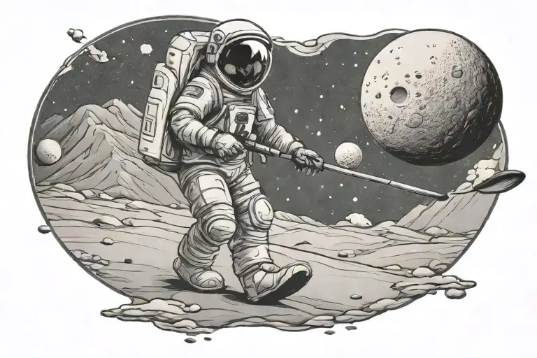 An Astronaut Playing Golf On The Moon