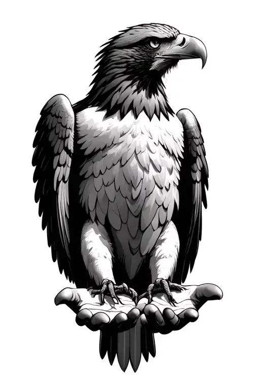Eagle With Wings Spread And God's Hands