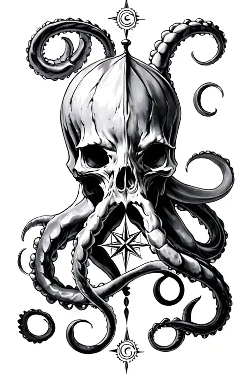 Kraken Sailor Compass Rose Intertwined