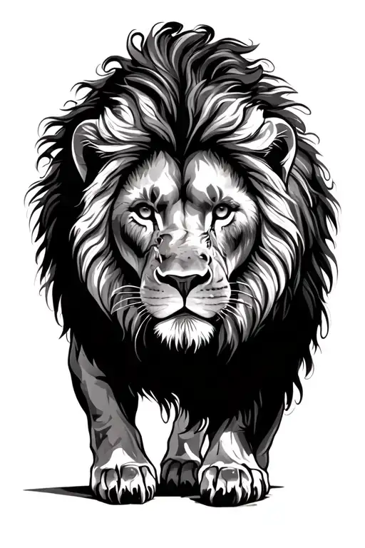 Full-body Lion Walking Downwards Placed