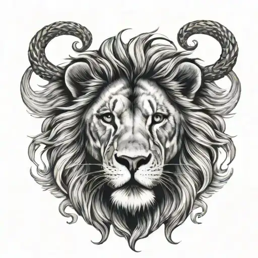 Lion Roaring And Cross With Clouds Surrounding