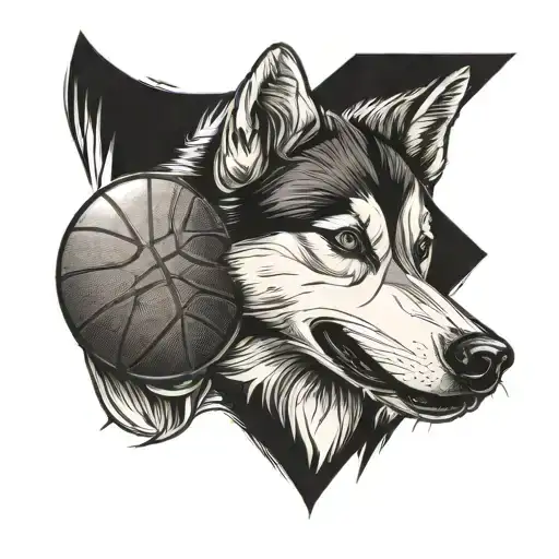 Husky And A Basketball