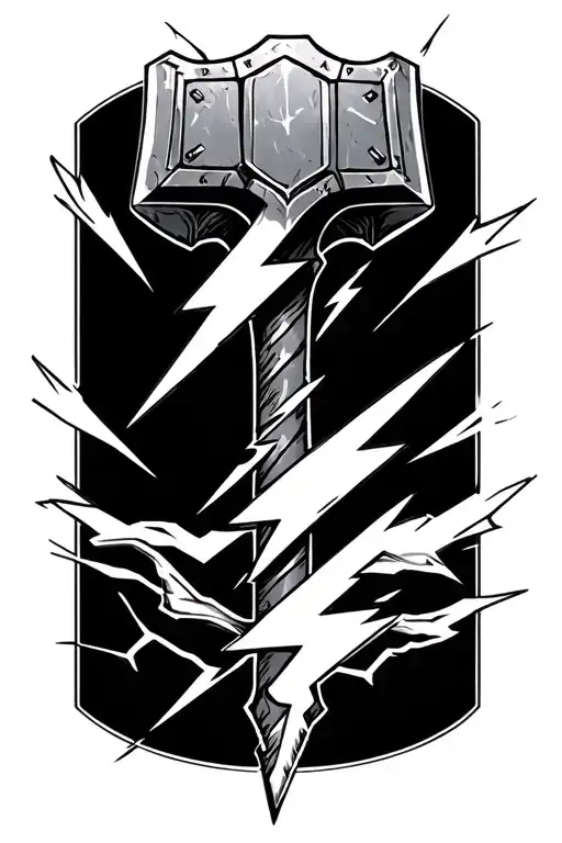 Thor Hammer And Lightning Bolt Striking
