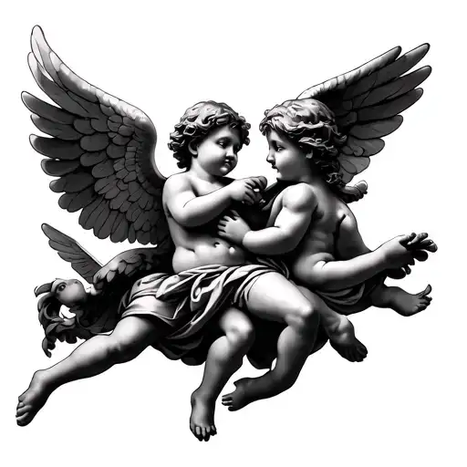 Cupid Fighting A Cherub Angel