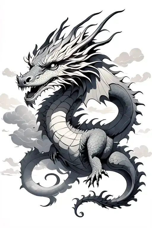 Dragon And Clouds Surrounding