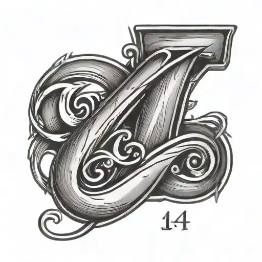 Number 14 With Tiggy Wrote Across It In Script Font