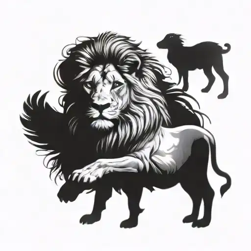 Outline Of A Lion Lamb And Dove