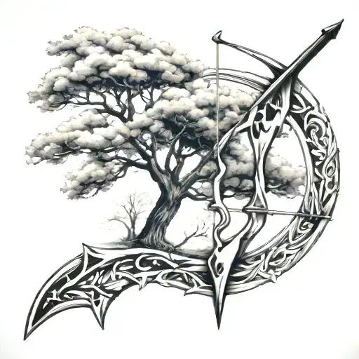 Bow Arrow And Tree