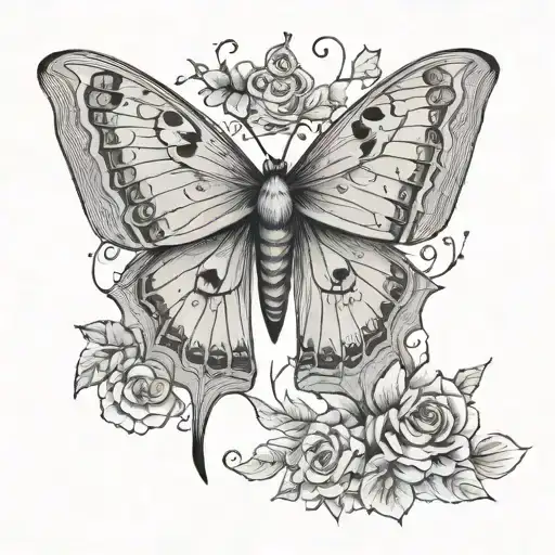 Luna Moth With Floral Patterns