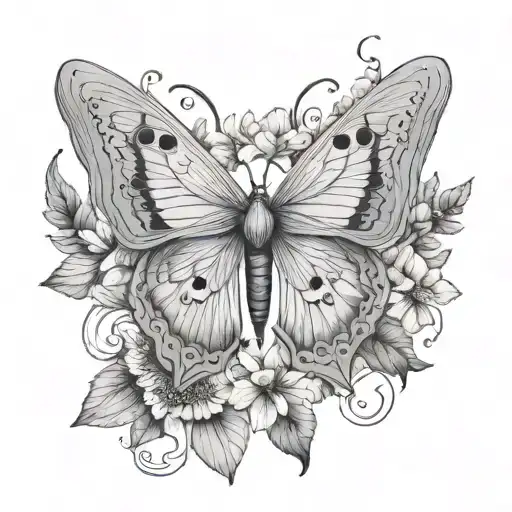 Luna Moth With Floral Patterns