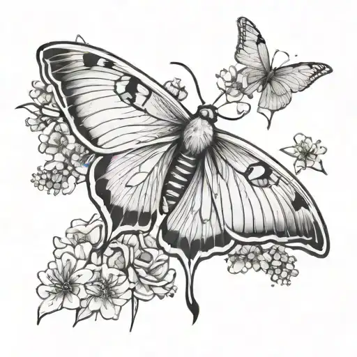 Luna Moth With Babies Breath Flowers