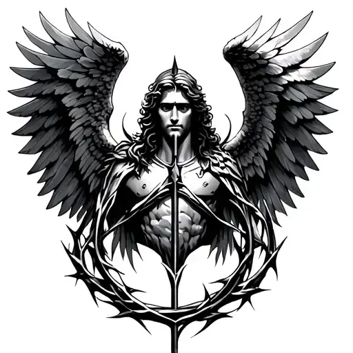 I Want An Archangel Michael Tattoo Inbetween Of An Arrow That Has Thorns Going Around The Arrow