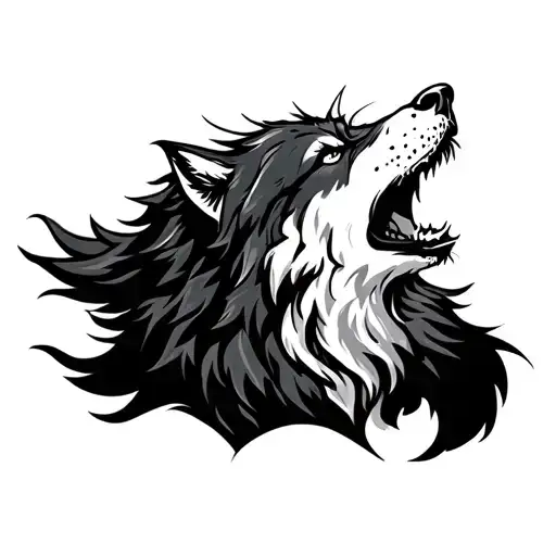 Dire Wolf Howling At The Moon