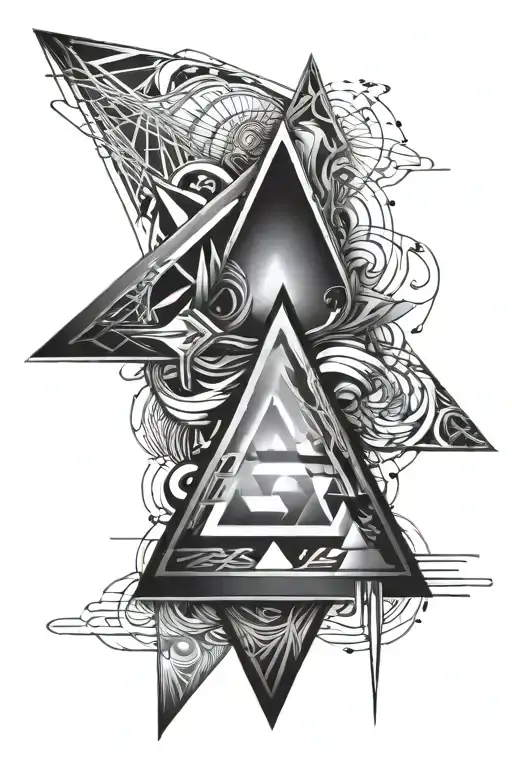 Negative Space Black Out Tattoo Sleeve With Triangle Shapes Intentionally Left Blank