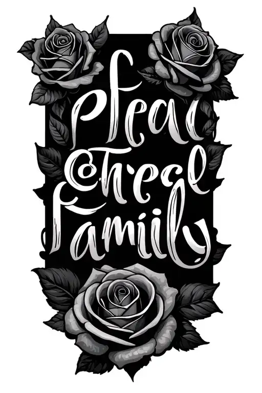 Text Family With Roses
