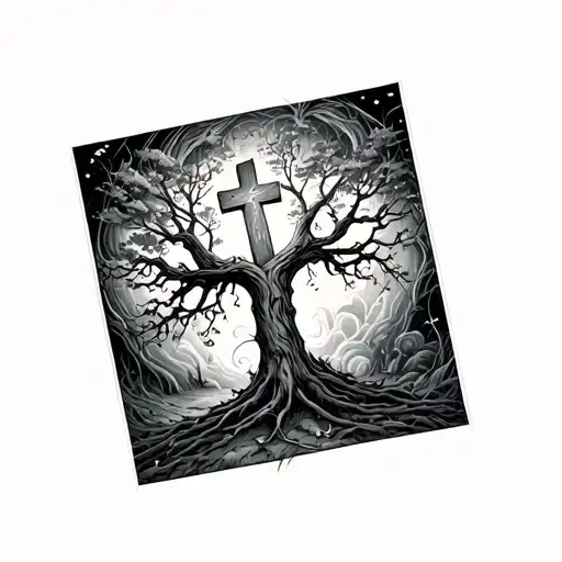 Tree With Cross In It