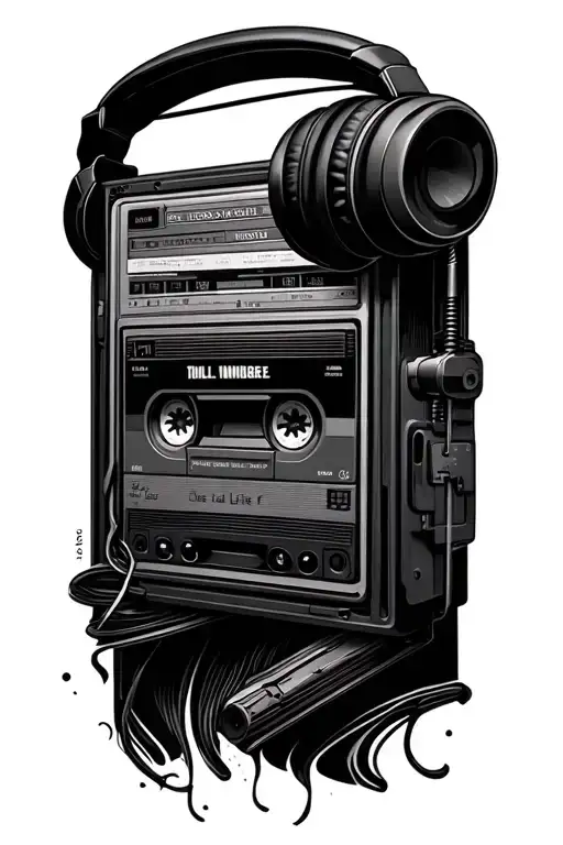 Cassette With Headphones Surrounded