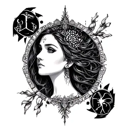 Zodiac Lady Tattoo Design