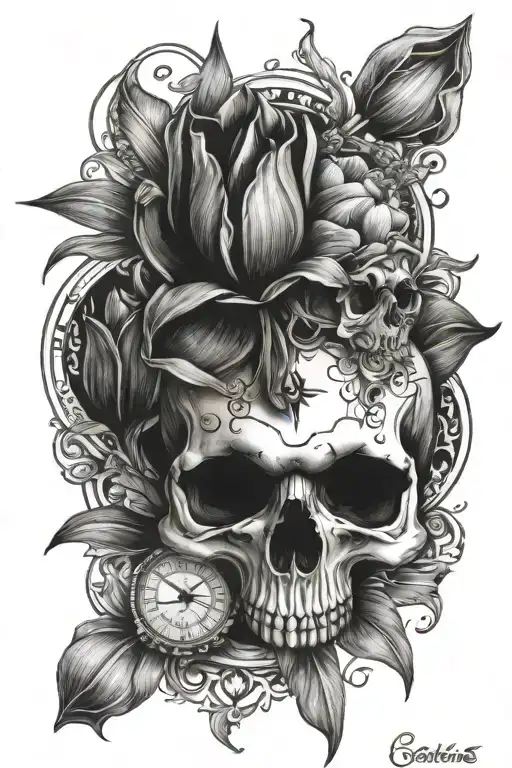 Tulips Compass Skull