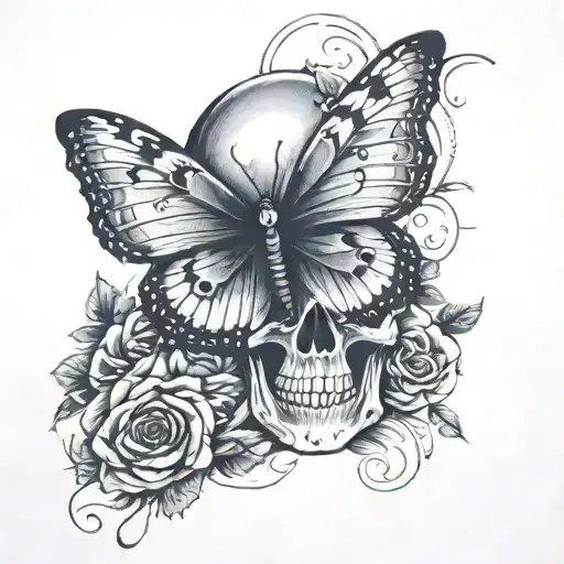 Forearm Butterfly And Skull