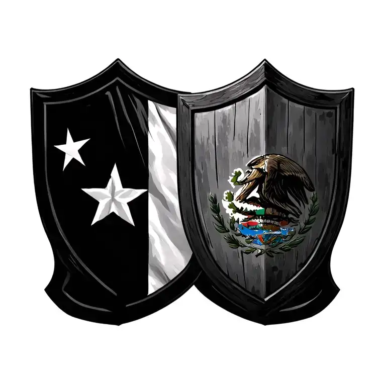 Mexico Shield Right Side Honduras Shield Left Side Texas Flag In The Back Ground