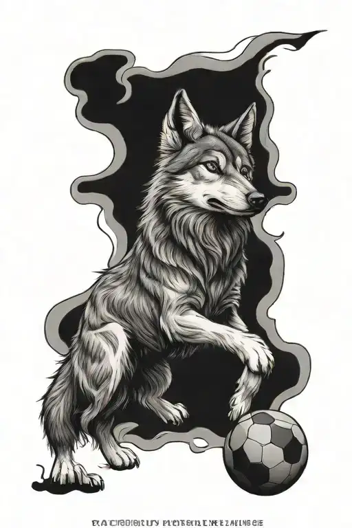 A Soccer Ball Morphing Into A Wolf Howling At The Moon