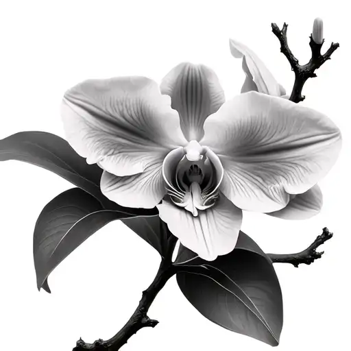 Cattleya Orchid With A Tree Branch