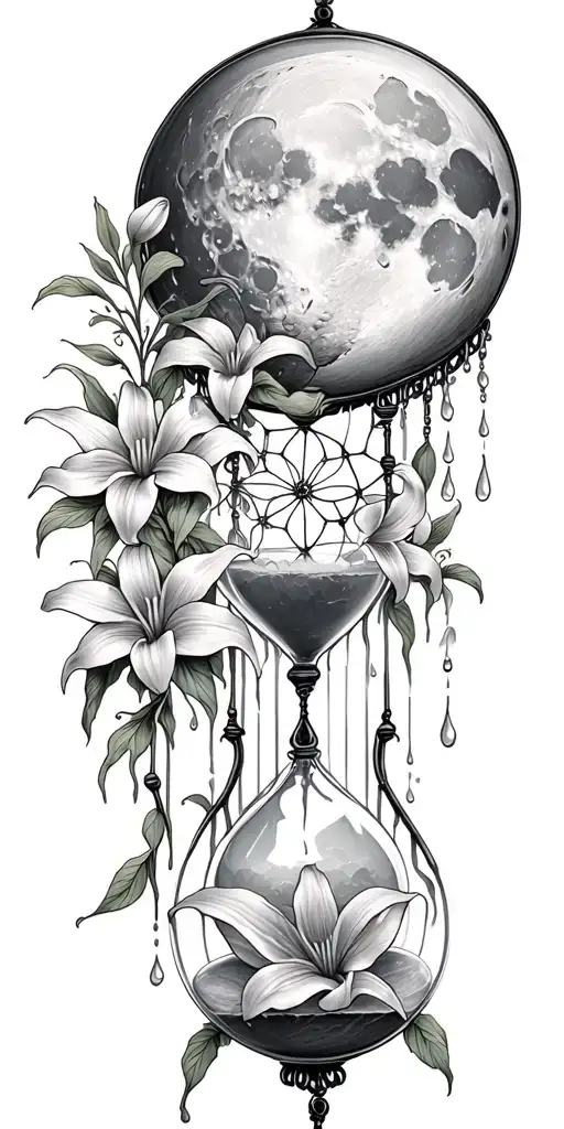 An Hourglass Moon Dream Catcher Filled With Lilies Nature Tears Broken Depressed