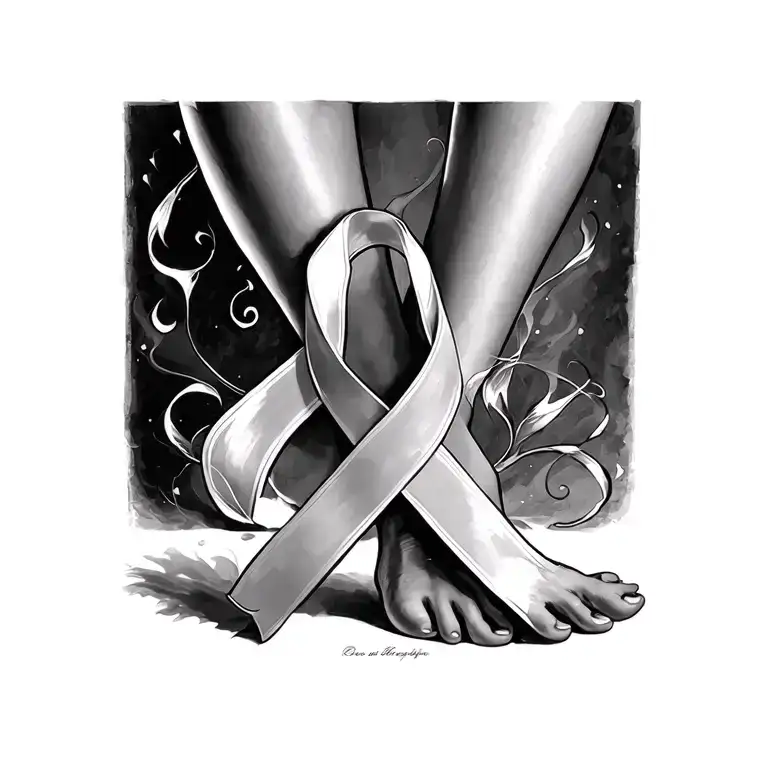 Breast Cancer Ribbon Around Ankle