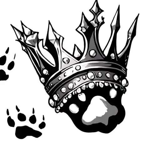 Crown With Pawprint Placed Jewels And Bladed Points
