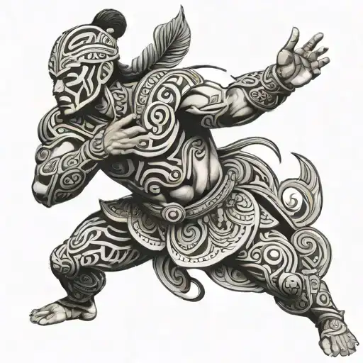 Maori Design On Male Model In A Warriors Pose