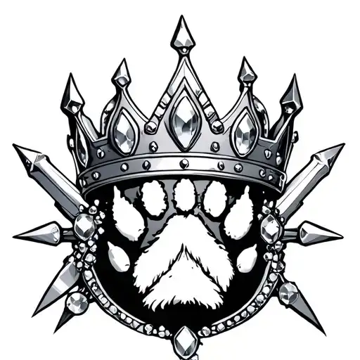Crown With Pawprint Inlaid Jewels And Bladed Points