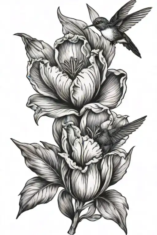 Tulip And Hummingbird