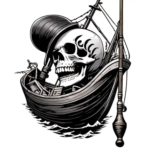 Skull Fishing Rod Norway Rough Sea Boat