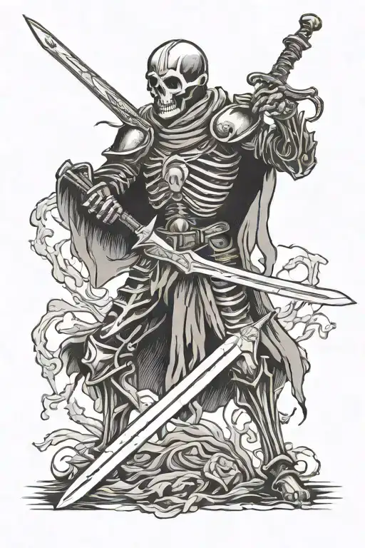 Skeleton Knight Holding A Sword