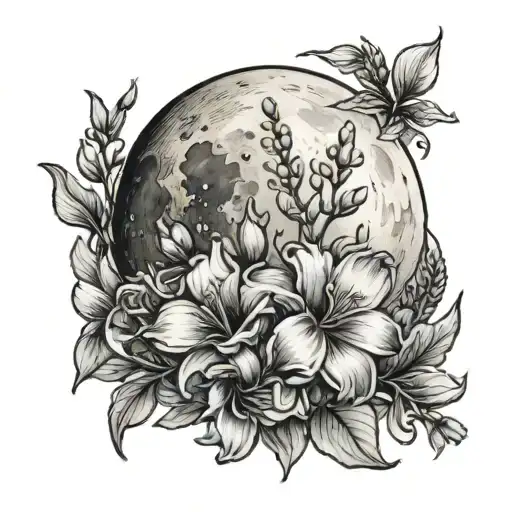 Moon With Snapdragons Flower