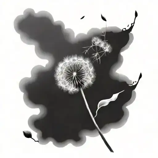 Dandelion Being Blown By The Wind