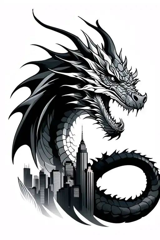 Dragon Tattoo Houston Skyline