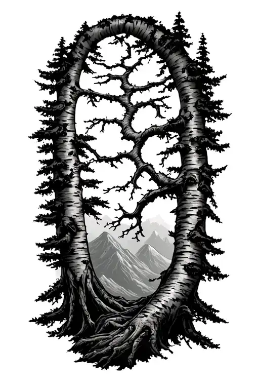 Mountain Birch Tree Intertwined